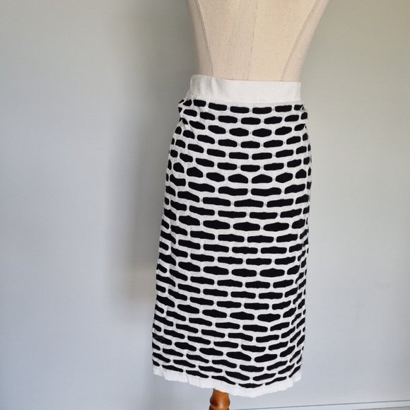 Veronika Maine Black & White Geometric Knit Pencil Skirt Size M - Picture 5 of 6